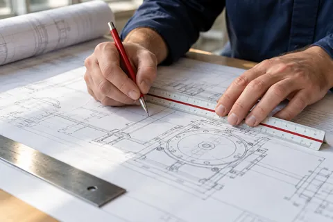 Работа инженера над планом размещения оборудования
